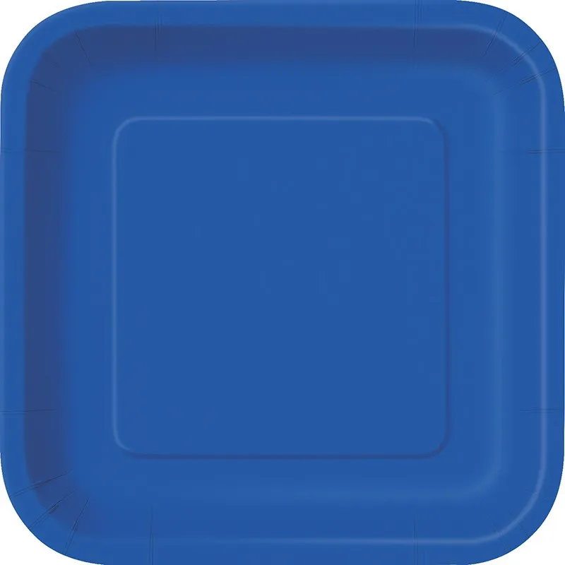 14 piatti quadrati blu reale 23cm
