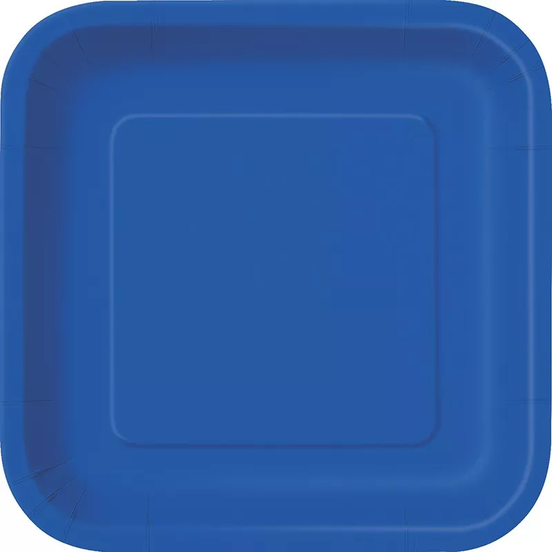 14 piatti quadrati blu reale 23cm