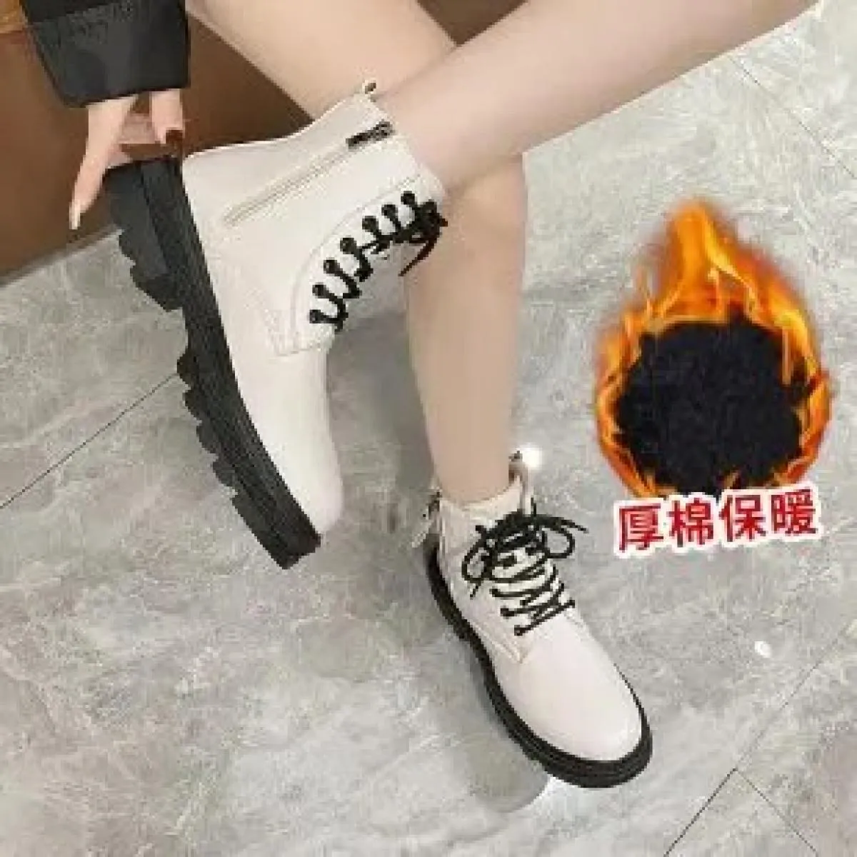 2022 nuovi stivali Martin autunno inverno piattaforma da donna stivaletti neri per donna scarpe corte stile britannico in peluch