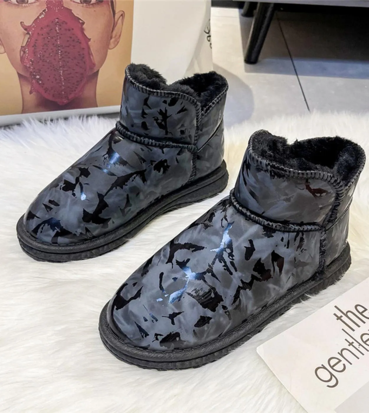 2023 Donne Della Piattaforma Inverno Caldo Stivali Da Neve Stivaletti Corti Botines Lady Stripper Punta Rotonda Cowboy Termica M