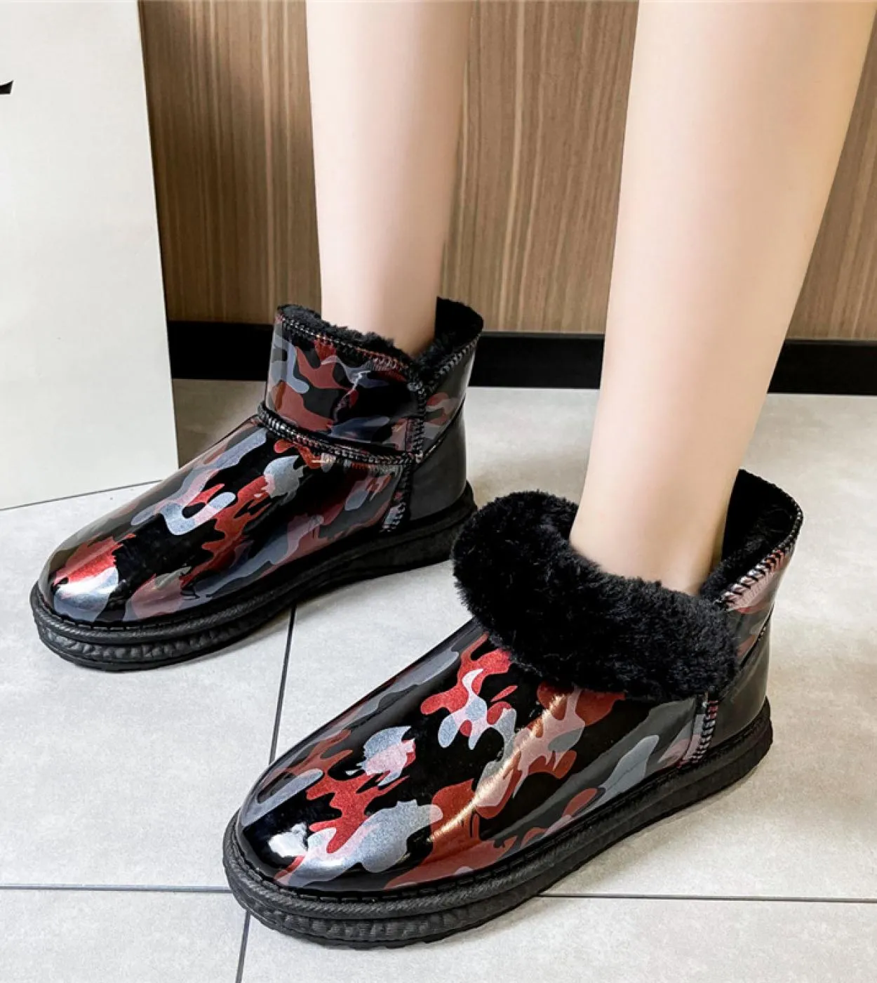 2023 Donne Della Piattaforma Inverno Caldo Stivali Da Neve Stivaletti Corti Botines Lady Stripper Punta Rotonda Cowboy Termica M