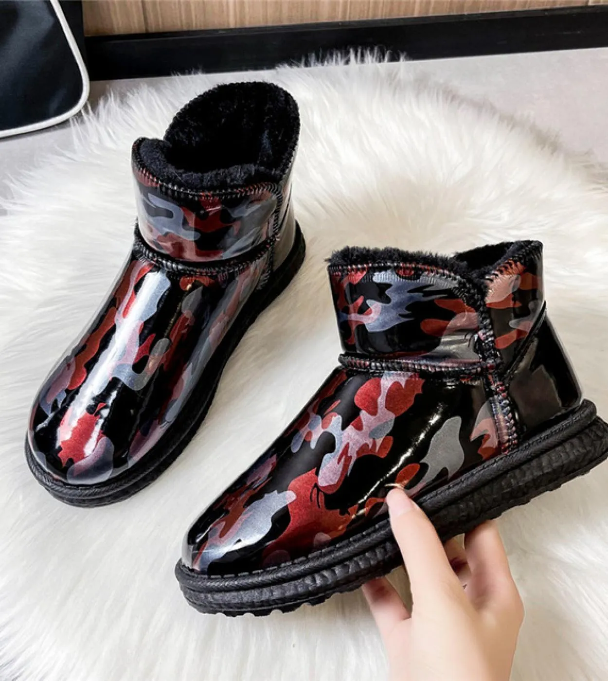 2023 Donne Della Piattaforma Inverno Caldo Stivali Da Neve Stivaletti Corti Botines Lady Stripper Punta Rotonda Cowboy Termica M