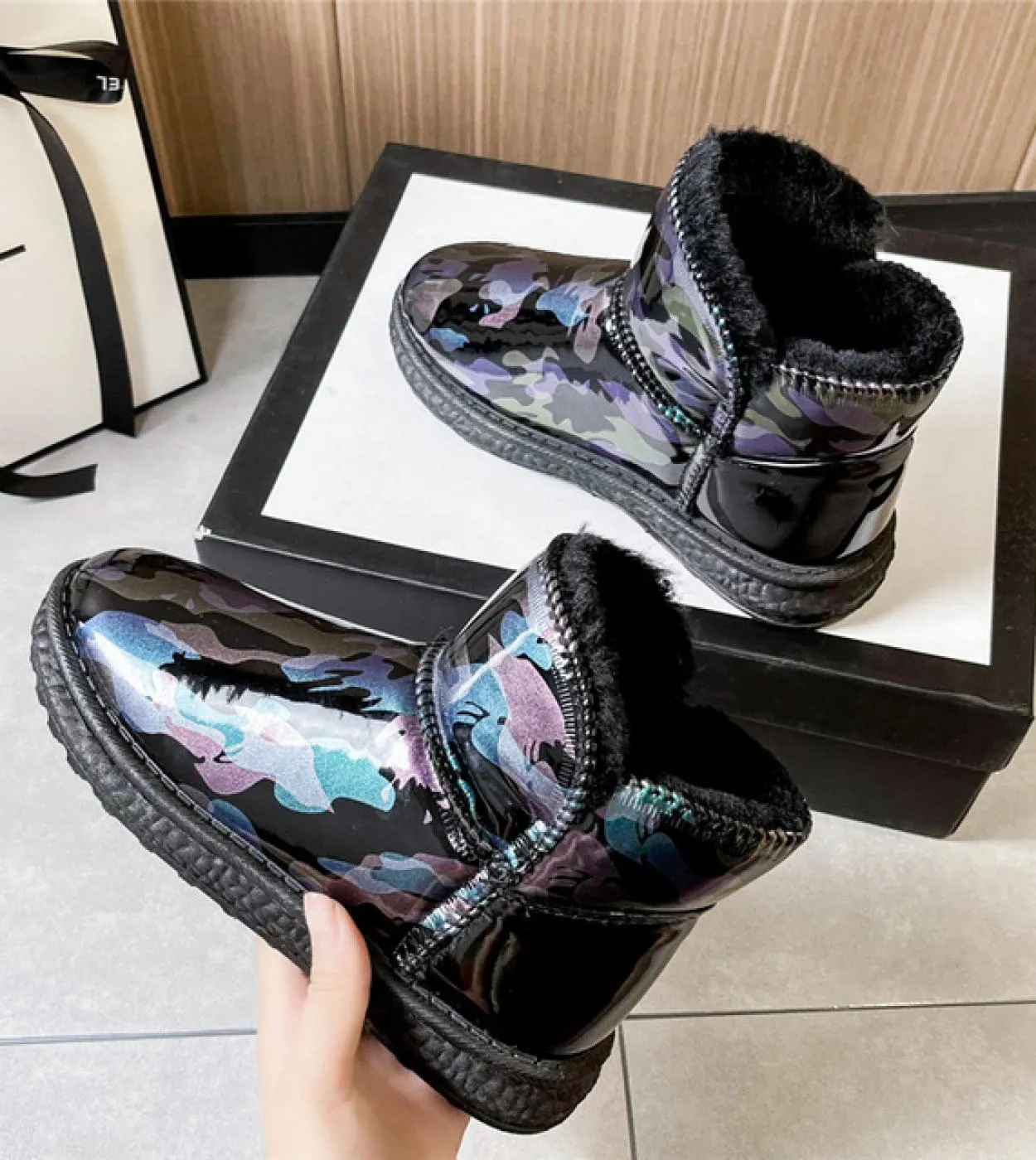 2023 Donne Della Piattaforma Inverno Caldo Stivali Da Neve Stivaletti Corti Botines Lady Stripper Punta Rotonda Cowboy Termica M