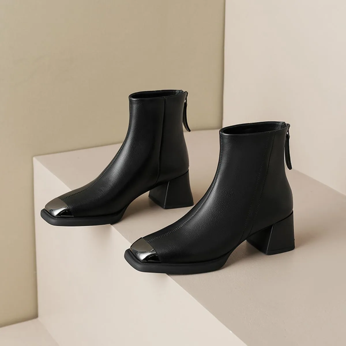 2024 Classic Donna Stivaletti Punta quadrata Spessa Tacchi alti Autunno Inverno Lavoro Scarpe casual Donna Nuovo arrivo Taglia 3
