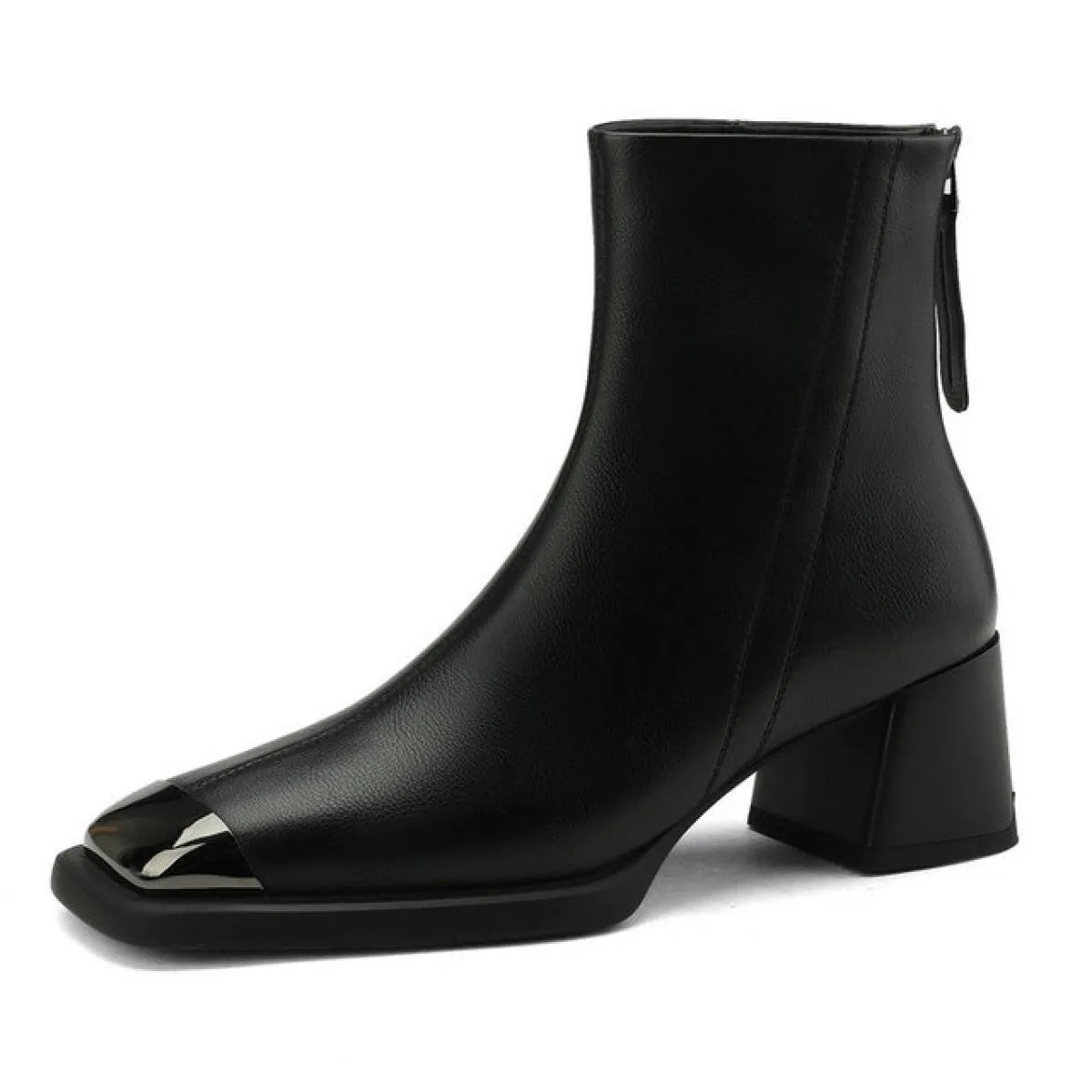 2024 Classic Donna Stivaletti Punta quadrata Spessa Tacchi alti Autunno Inverno Lavoro Scarpe casual Donna Nuovo arrivo Taglia 3