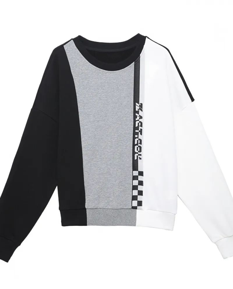 Abito casual da donna in maglione di colore a contrasto, pantaloni sportivi in ​​​​due pezzi