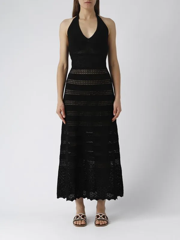 Abito donna Twinset in maglia effetto see-through Nero