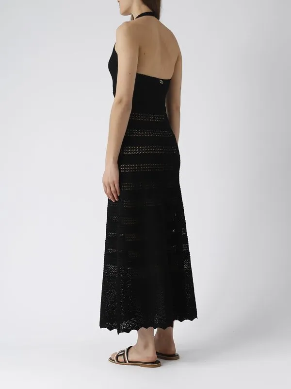 Abito donna Twinset in maglia effetto see-through Nero