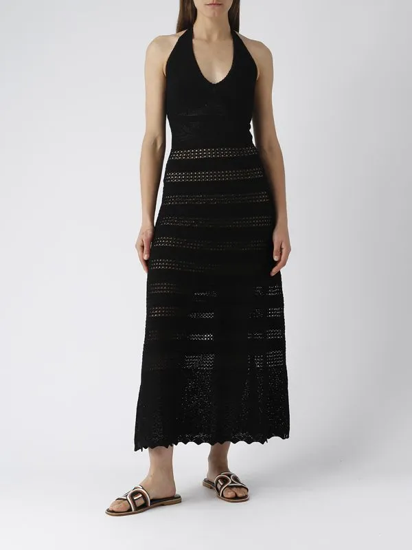 Abito donna Twinset in maglia effetto see-through Nero