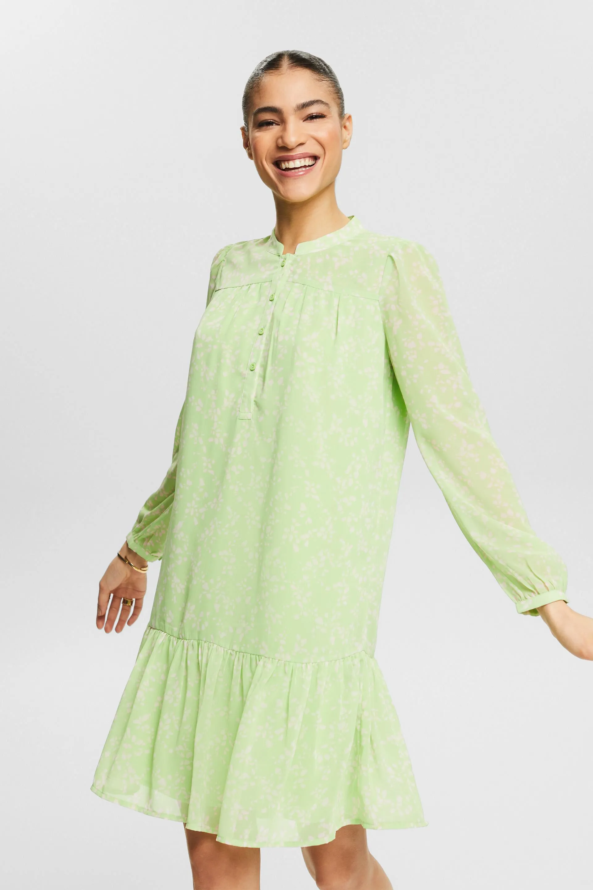 Abito mini in chiffon con stampa