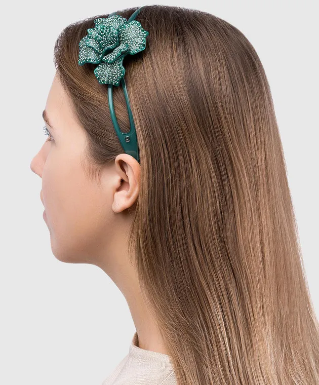 Alexandre De Paris Cerchietto per capelli verde giungla Acapulco AHB1549202