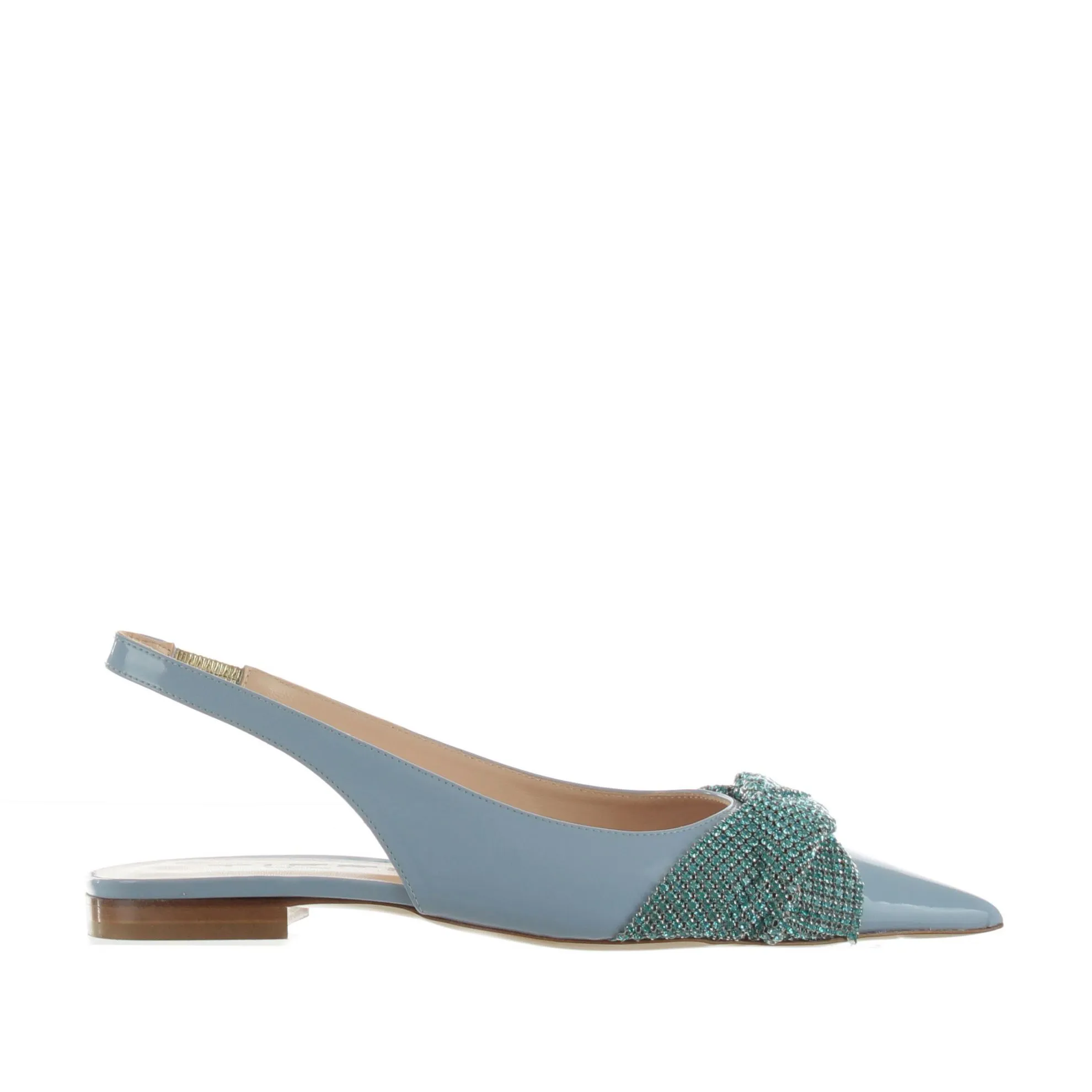 Ballerina slingback in vernice con strass