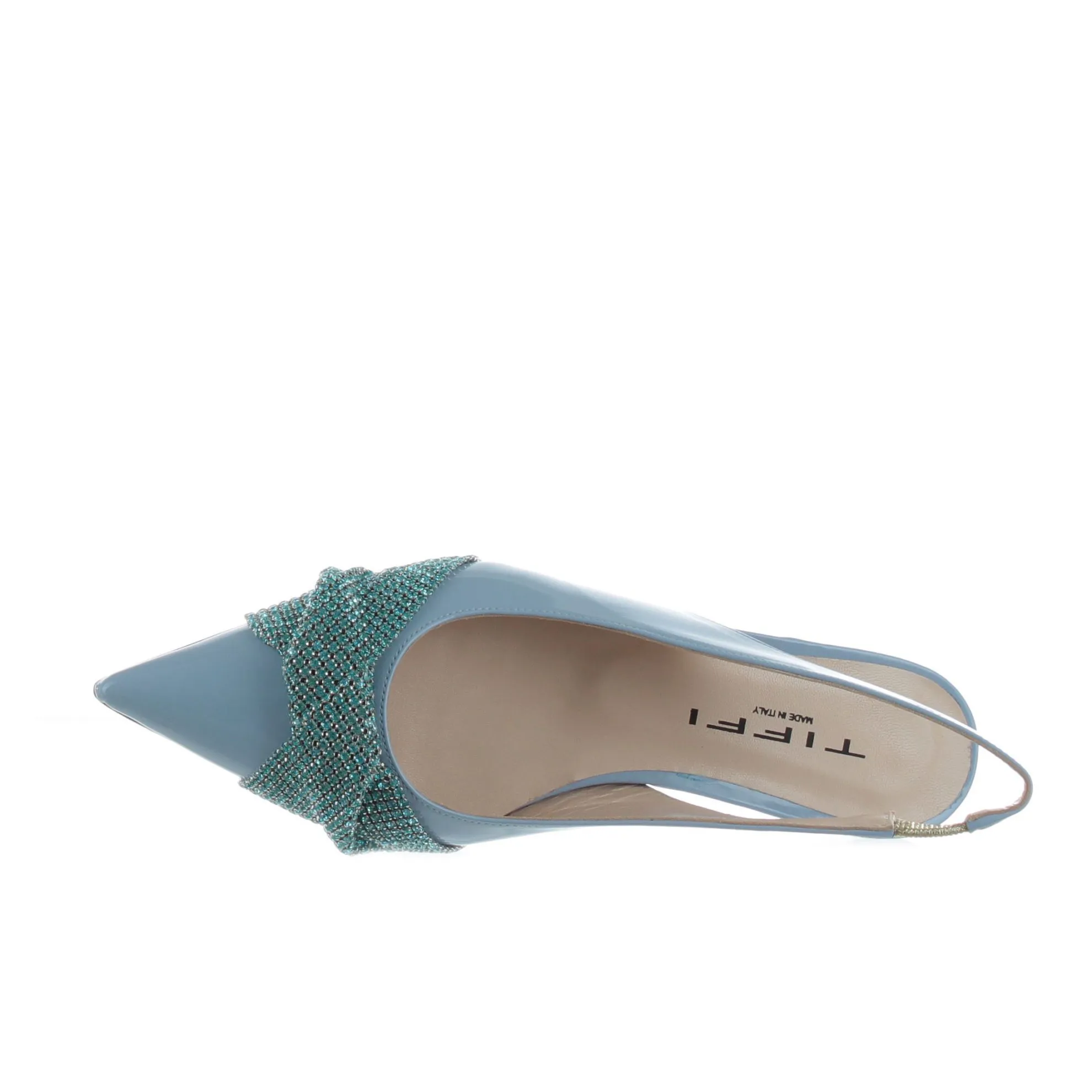 Ballerina slingback in vernice con strass