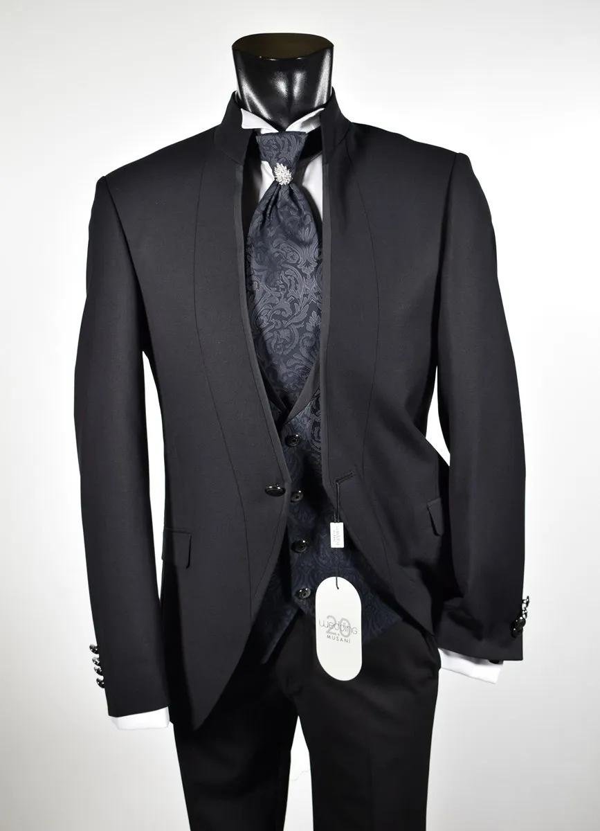 Black dress slim fit musani pattern ceremony korean