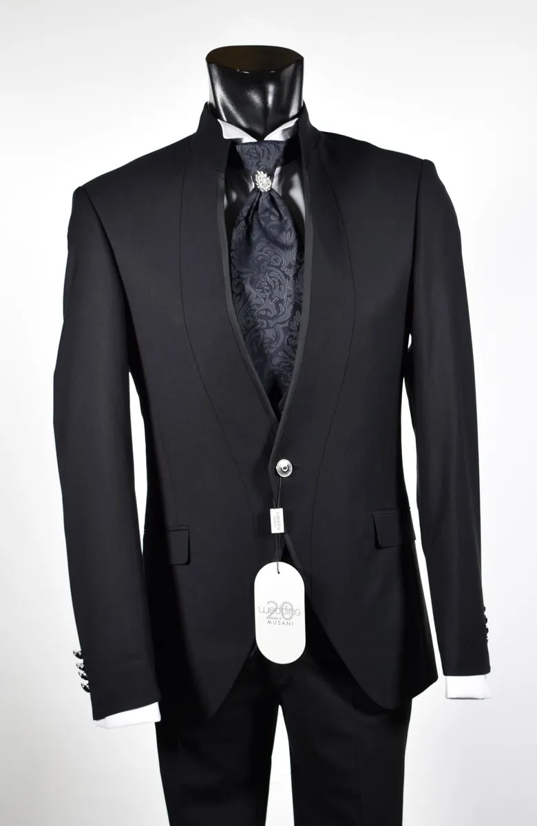 Black dress slim fit musani pattern ceremony korean