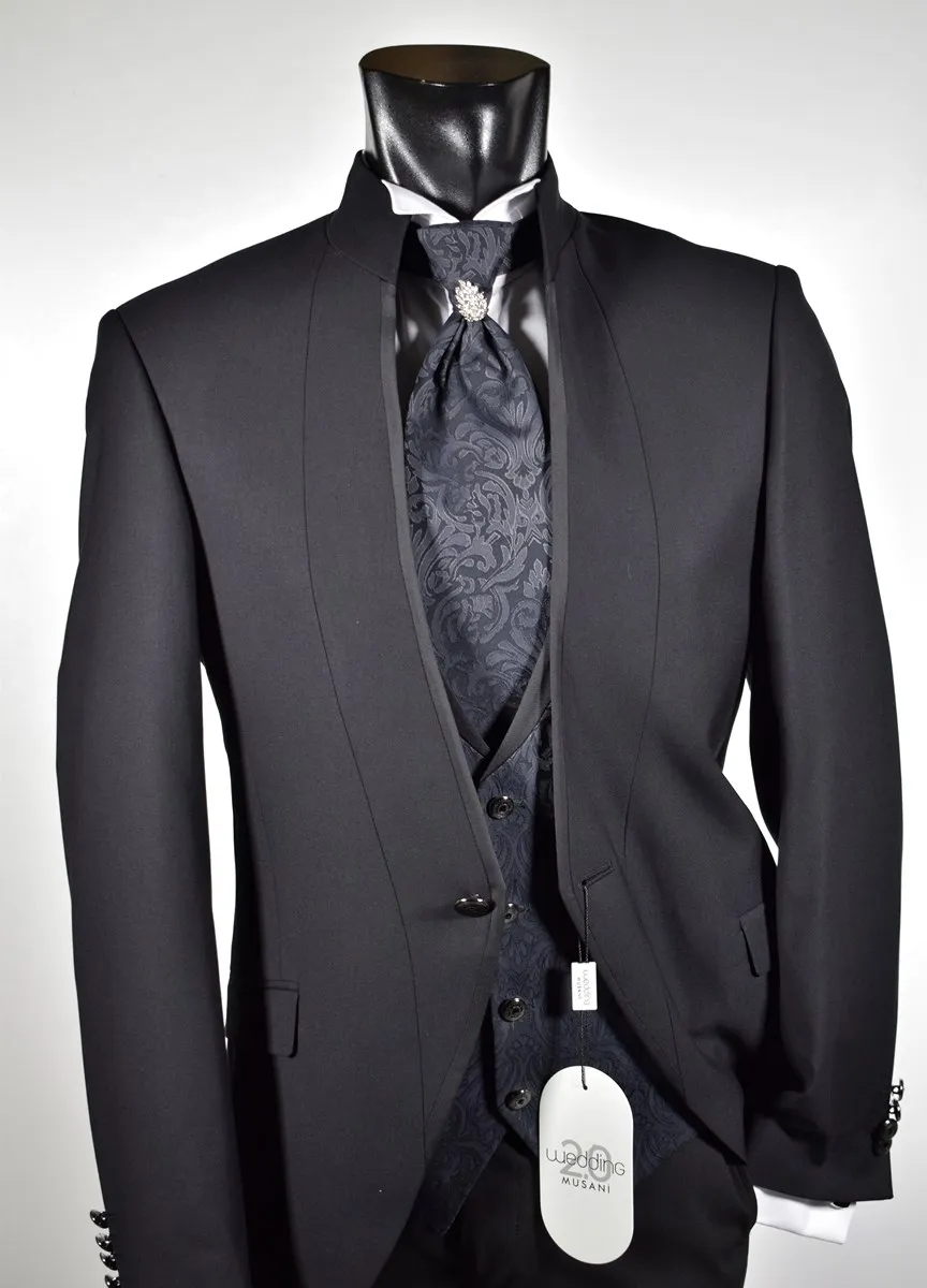 Black dress slim fit musani pattern ceremony korean