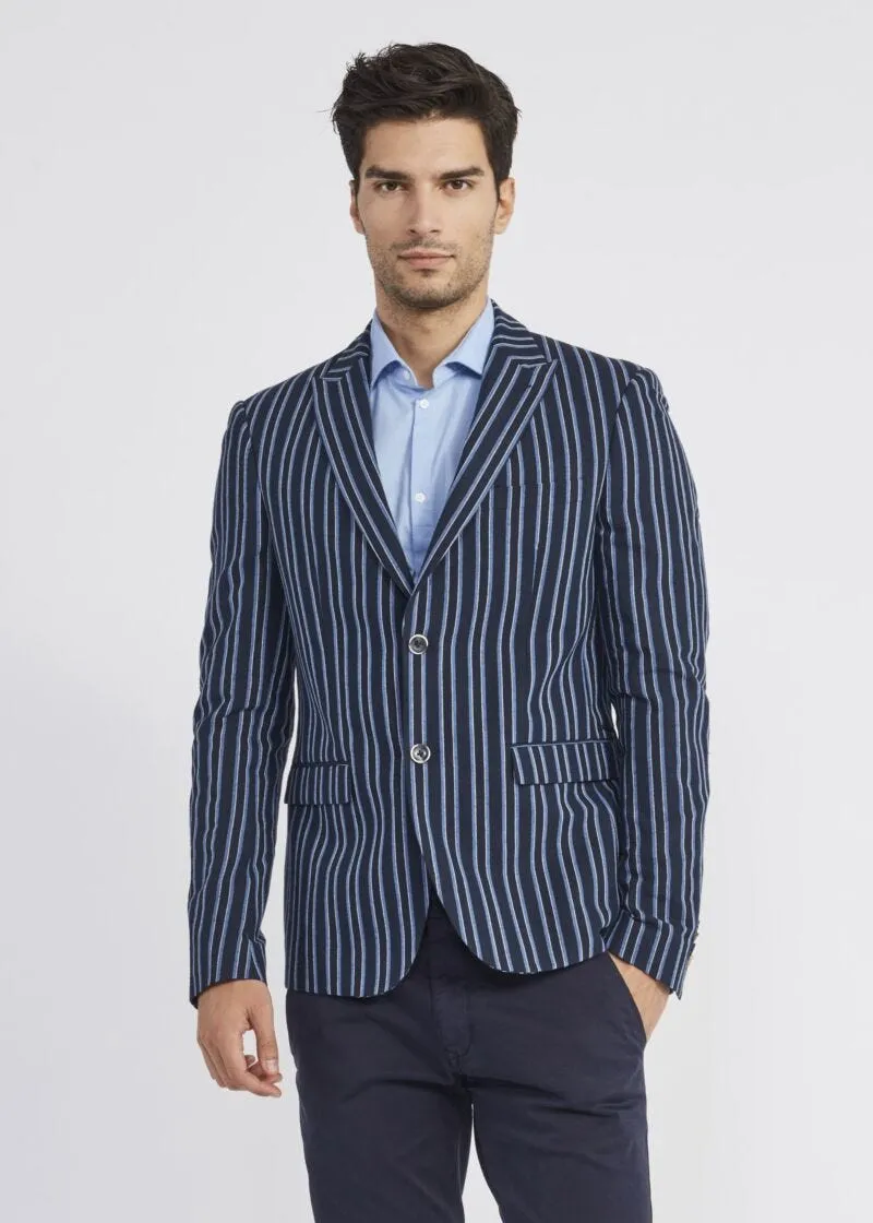 Blazer in misto lino a righe