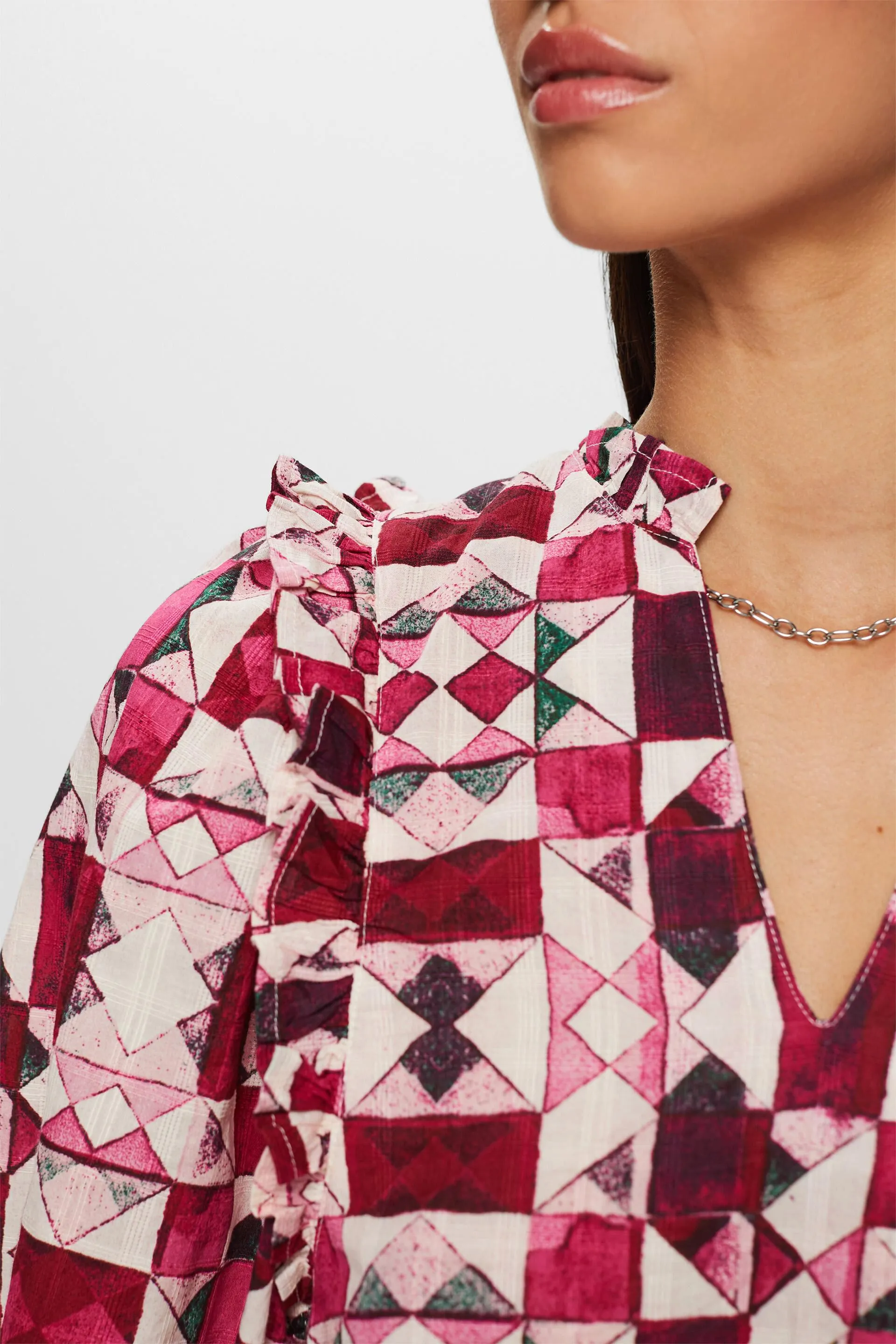 Blusa in tessuto dobby di cotone con arricciature