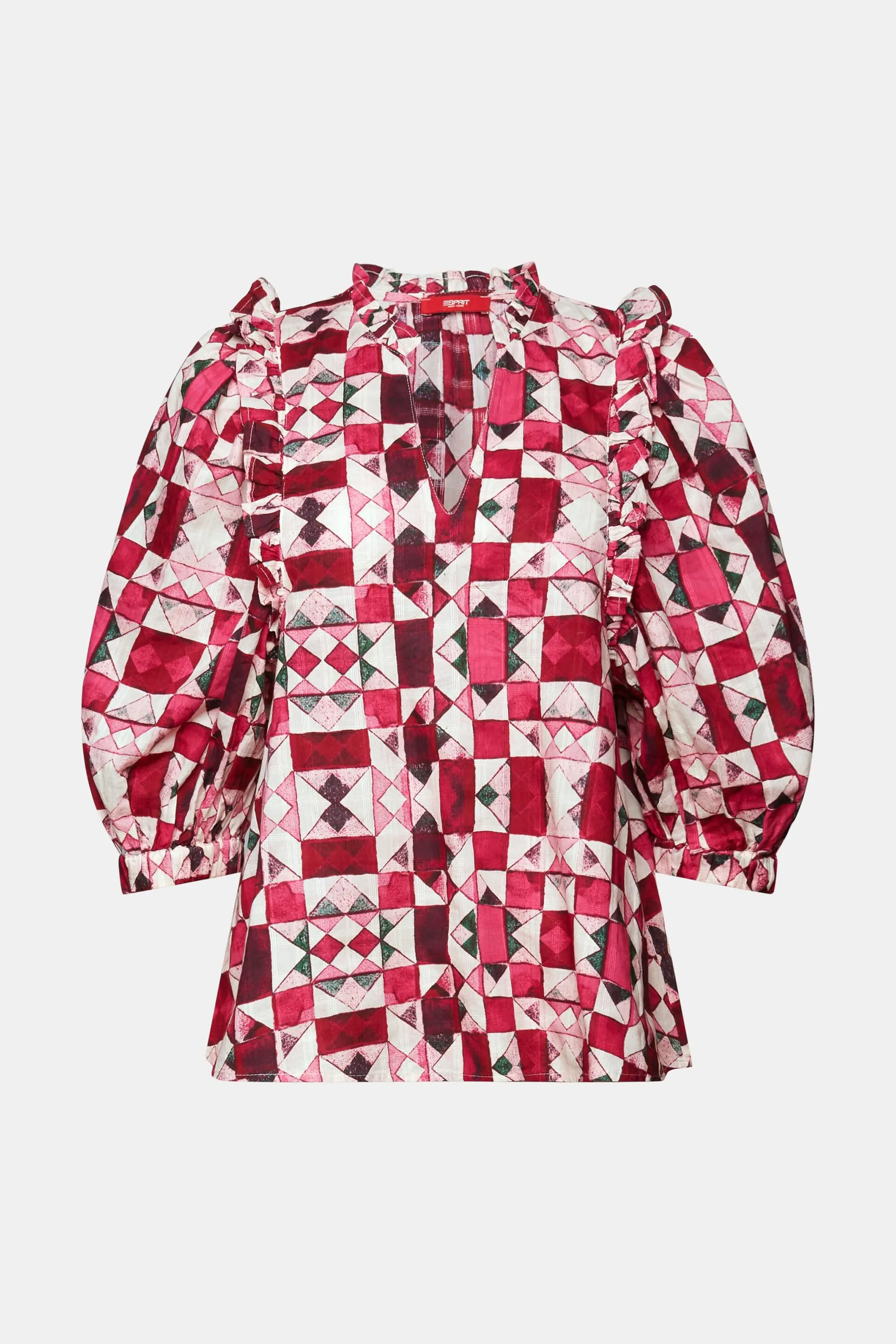 Blusa in tessuto dobby di cotone con arricciature