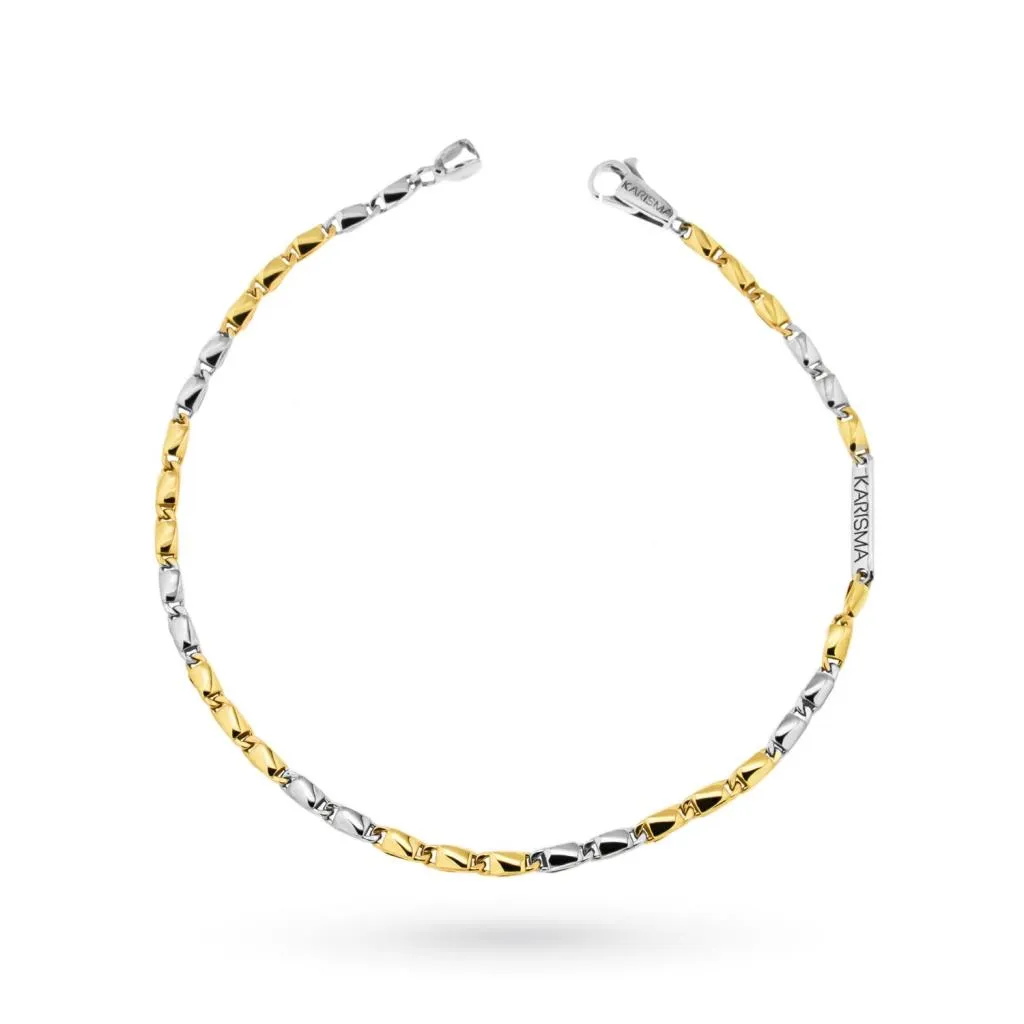 Bracciale in oro bianco e giallo 18kt maglia fantasia