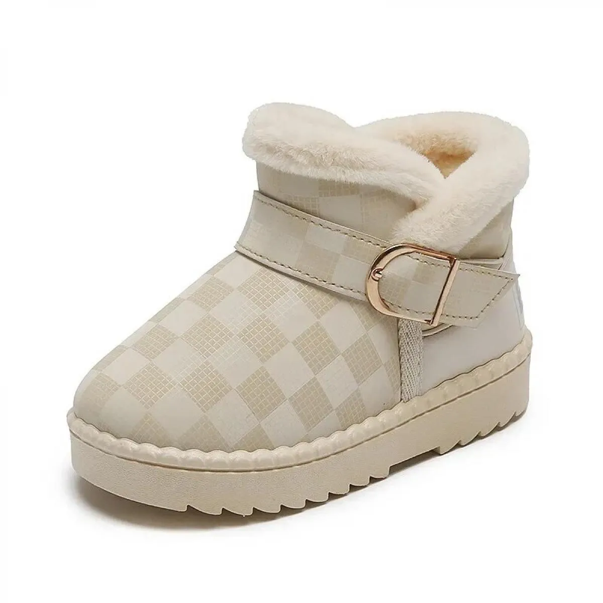 Calde scarpe per bambini in peluche nuove scarpe invernali per bambini 2024 in cotone moda fibbia stivaletti antiscivolo imperme