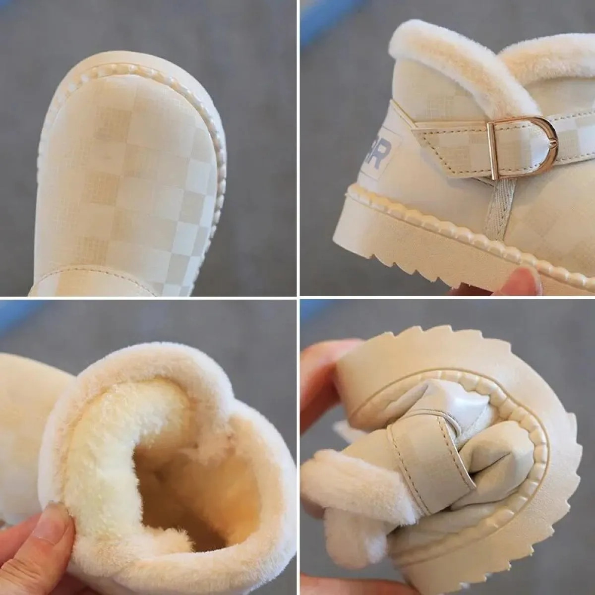 Calde scarpe per bambini in peluche nuove scarpe invernali per bambini 2024 in cotone moda fibbia stivaletti antiscivolo imperme