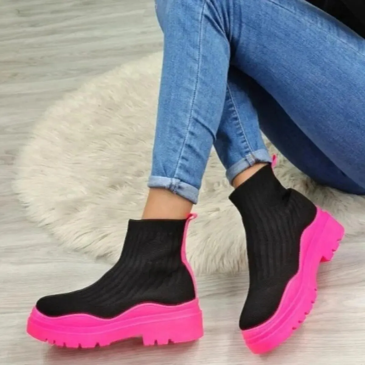Calzini da donna Scarpe 2023 Primavera Autunno Nuova moda Traspirante Casual Zeppe Piattaforma Stivaletti Zapatos De Mujer Stiva