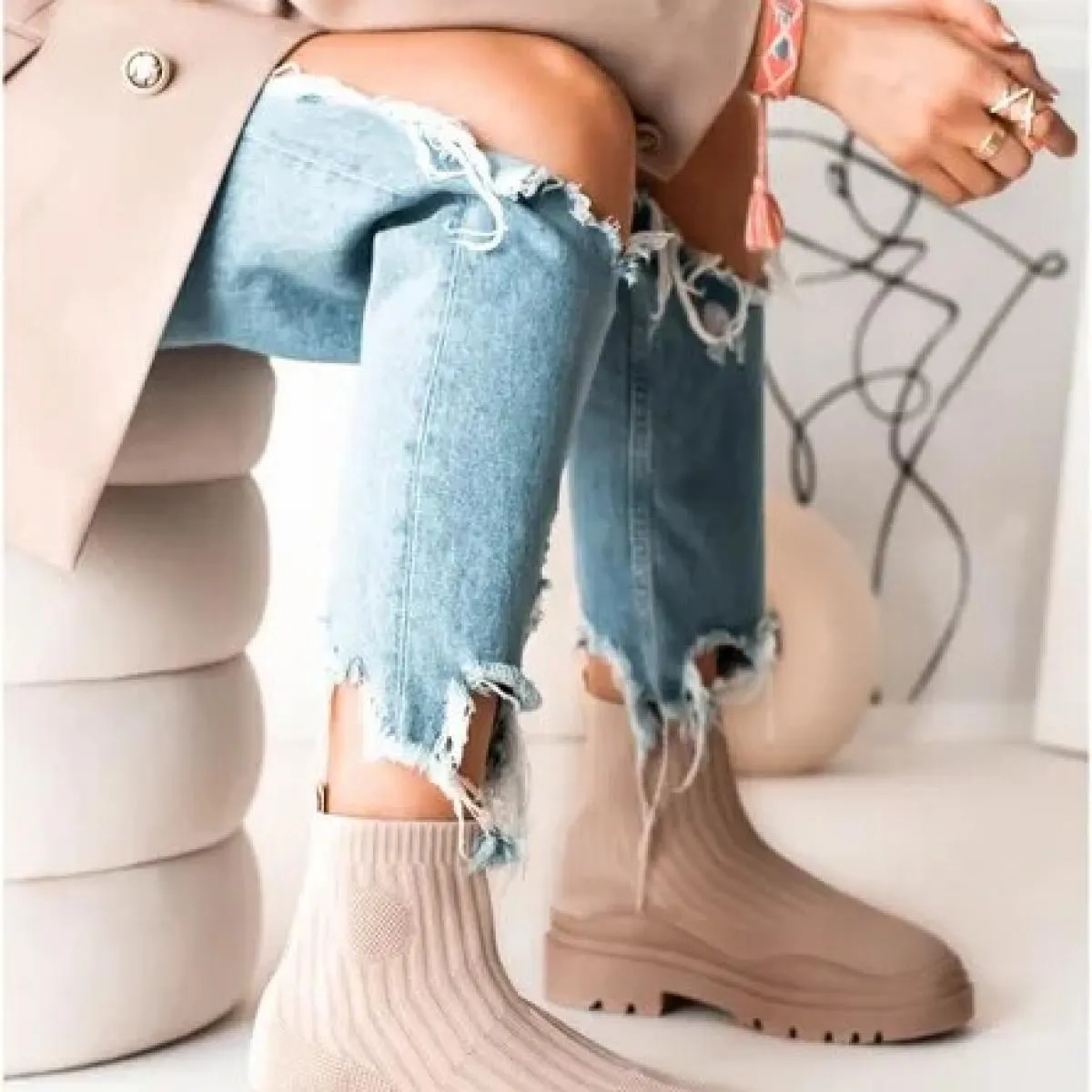 Calzini da donna Scarpe 2023 Primavera Autunno Nuova moda Traspirante Casual Zeppe Piattaforma Stivaletti Zapatos De Mujer Stiva