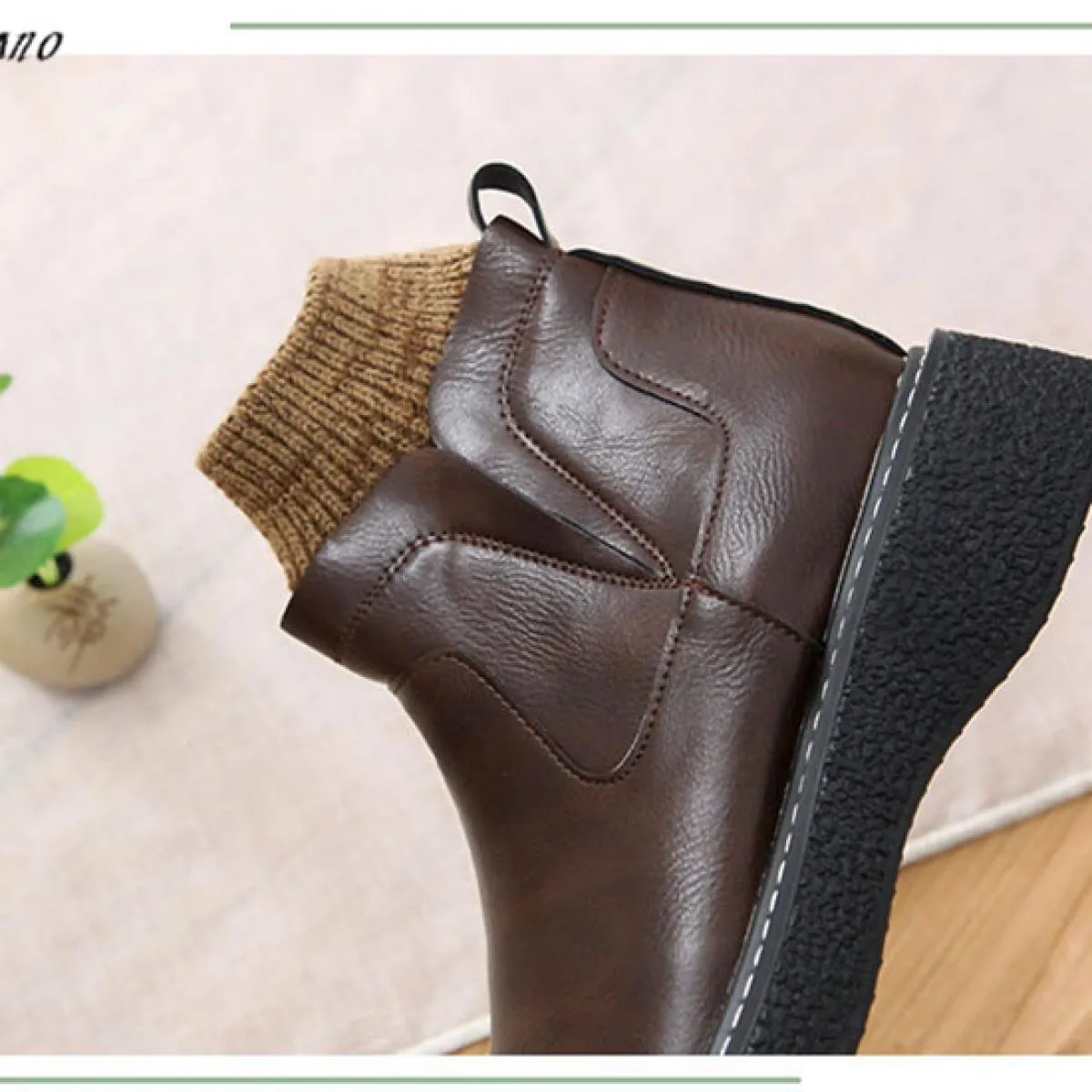 Calzini di lana Stivaletti da donna Scarpe piccole in pelle stile britannico retrò letterario con suola spessa antiscivolo Casua