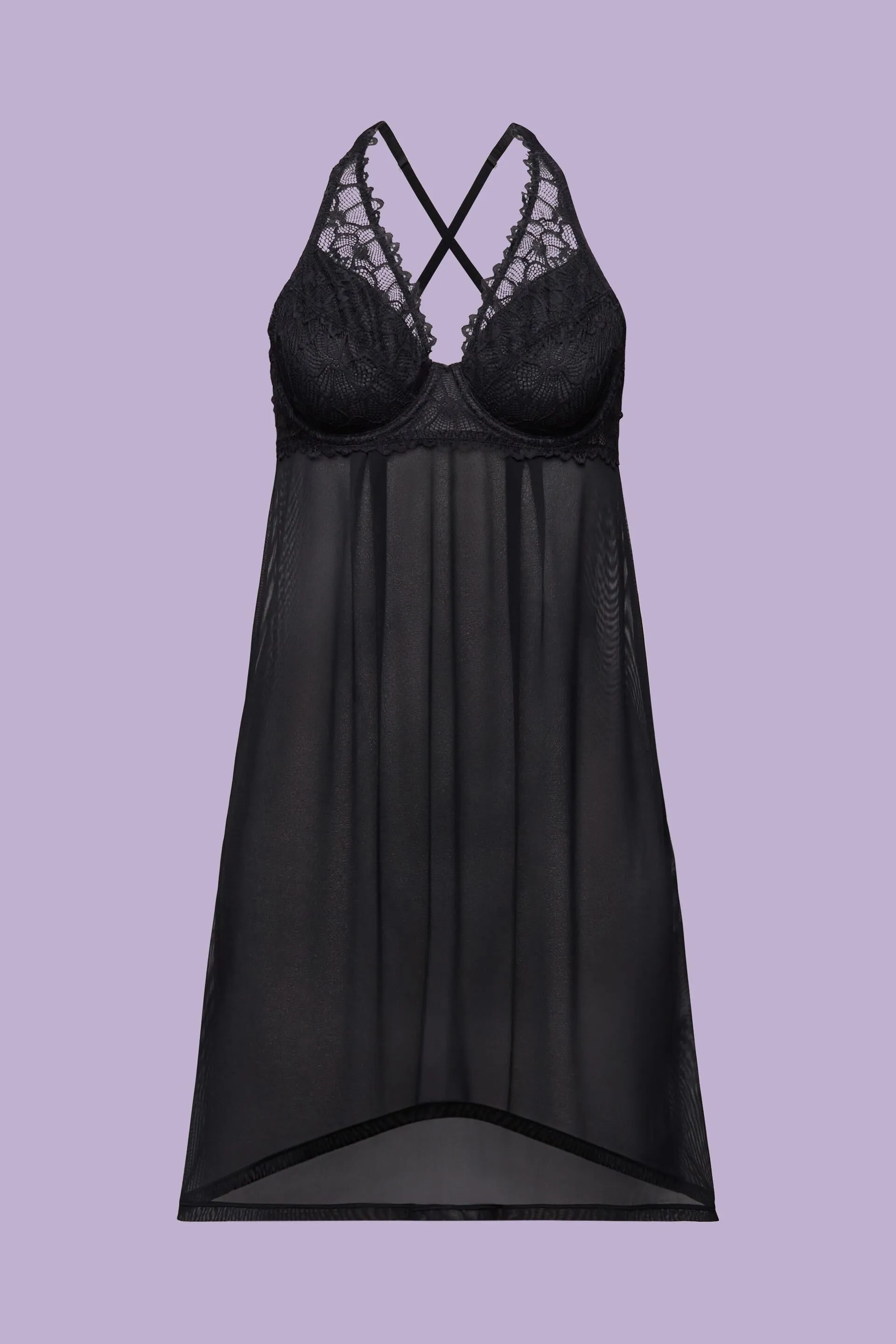 Camicetta in pizzo e mesh con ferretto