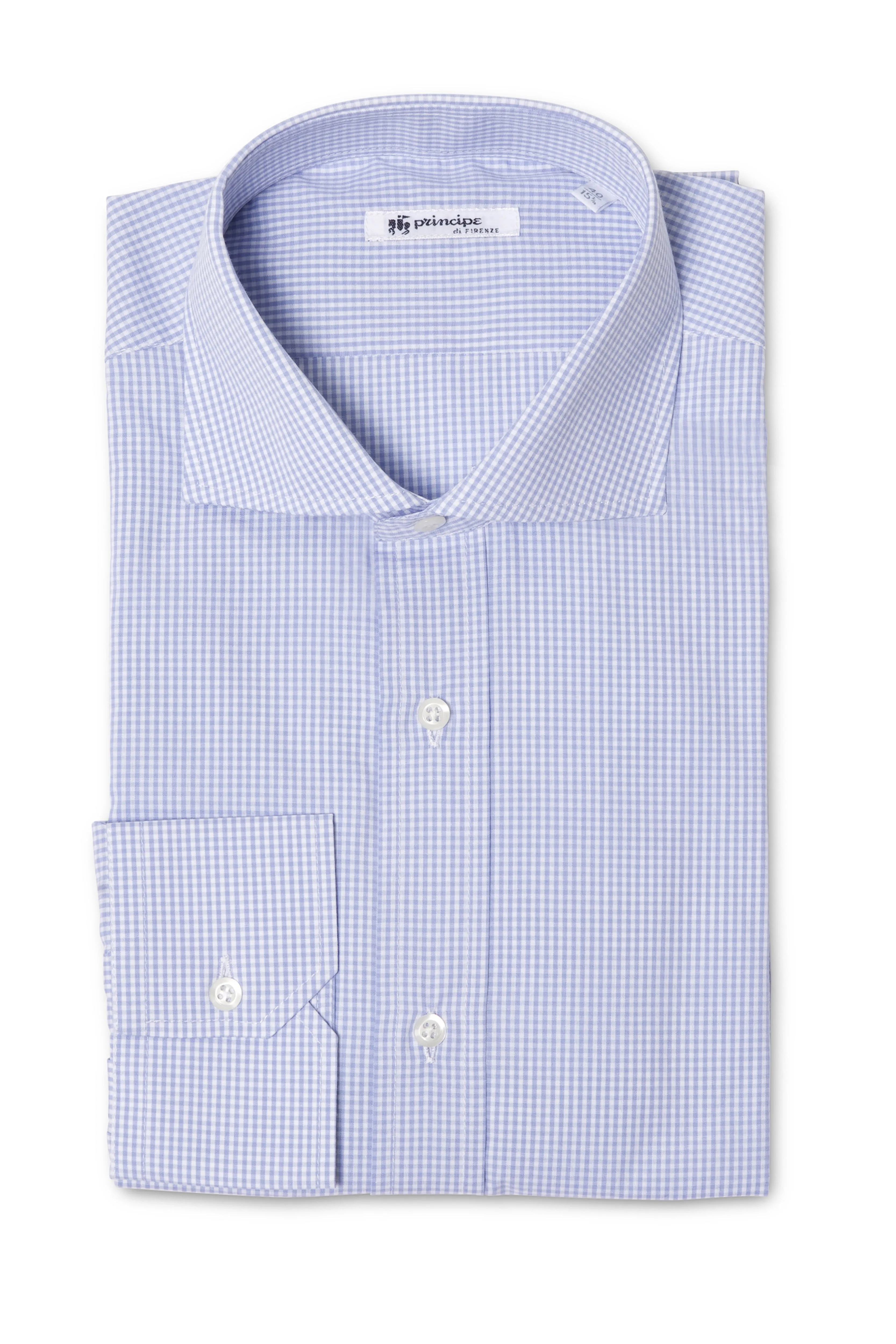 Camicia Celeste Cotone Collo Francese