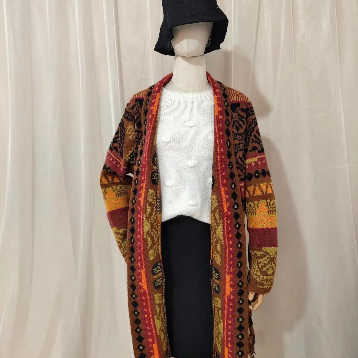 Cardigan lavorato a maglia Nuovo cardigan retrò jacquard Versione maglione allentato Moda donna Nuovo
