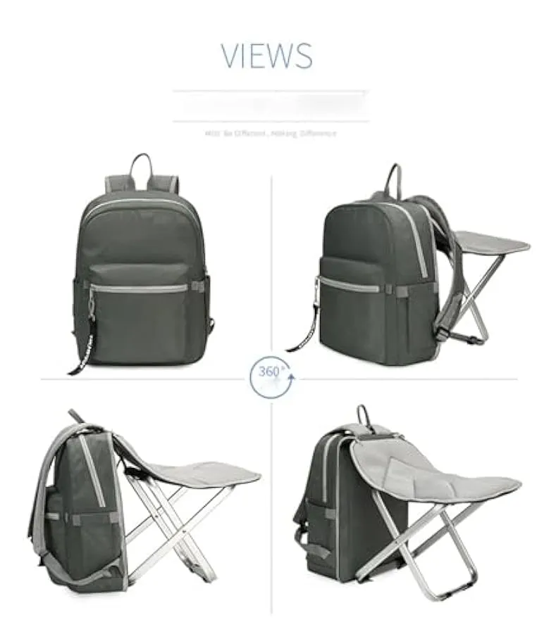 CAULO Sedia Zaino, Zaino Portatile e Sedile Combinato, Sgabello Pieghevole Zaino da Pesca, Sedia Zaino da Campeggio (Blue) 12564