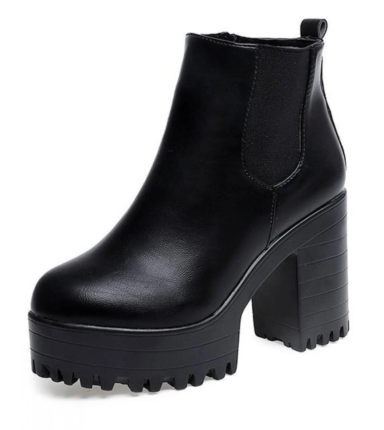 Comemore Fashion Women Chelsea Boots Square Heel Platforms Zapatos Mujer Leather Thigh Short Boot Motorcycle Shoes Botas