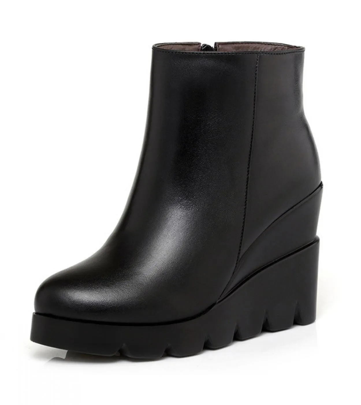 Comemore Womens Shoes 2022 Trend Autunno Inverno Piattaforma in morbida pelle Tacchi alti Zeppe Stivaletti per donna Fashion Bo