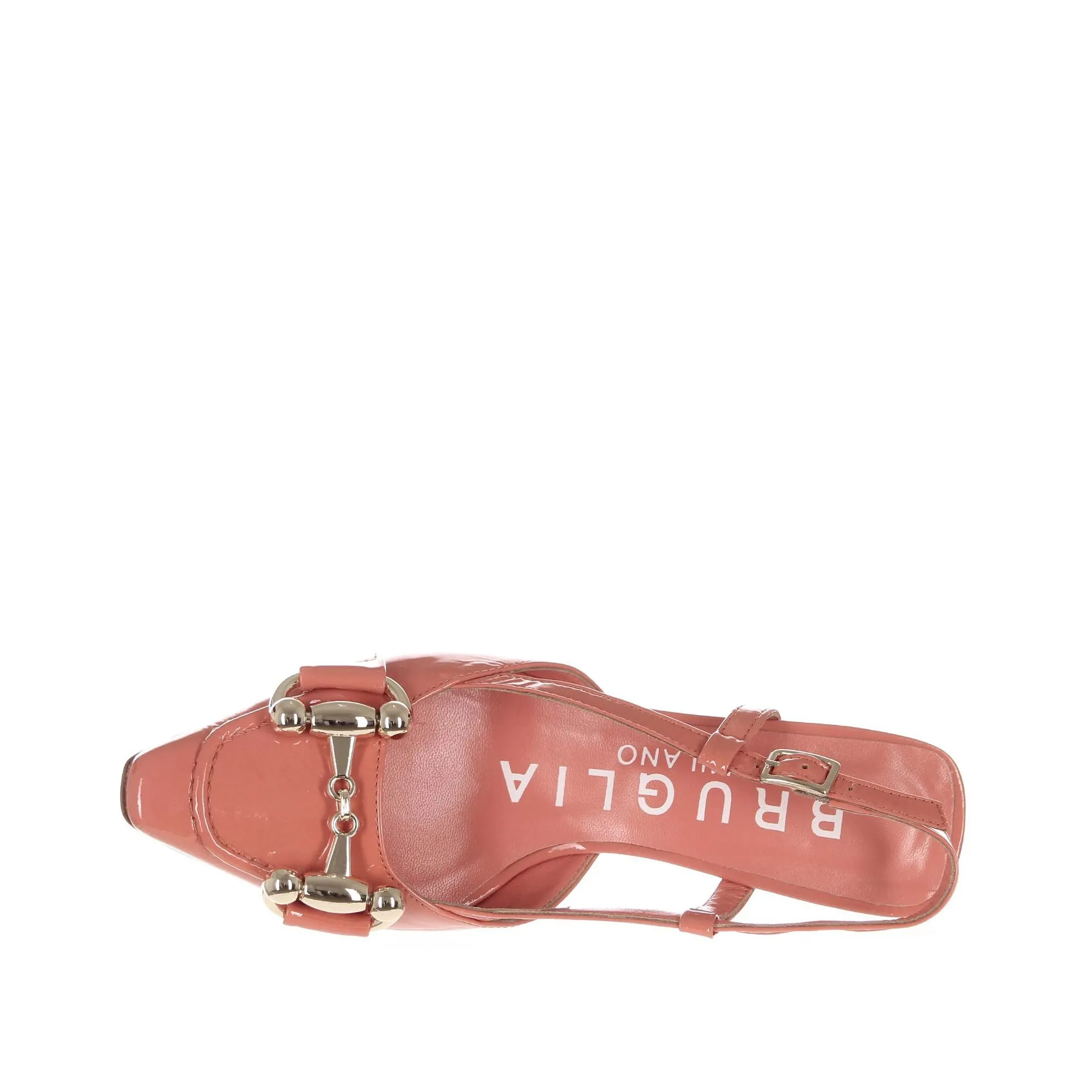 Décolleté slingback in vernice con tacco midi