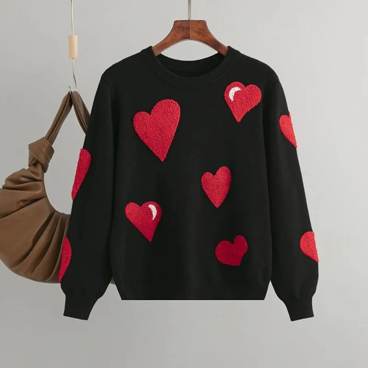 Design di nicchia natalizio Feeling Love Floccaggio Cover Morbido maglione Donna Autunno Inverno 2023 Nuovo