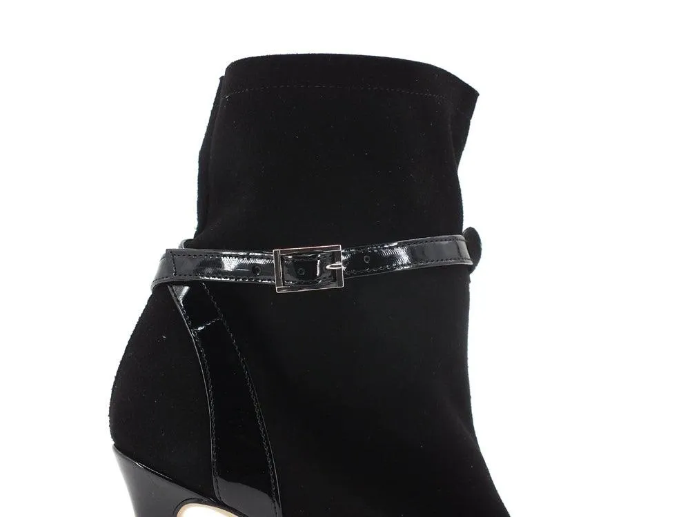 DIVINE FOLLIE Stivaletto Punta Tacco Vernice Nero 1483