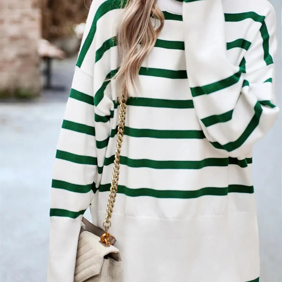 Dolcevita a righe da donna 2023 autunno inverno top pullover maglioni maglione nuova moda