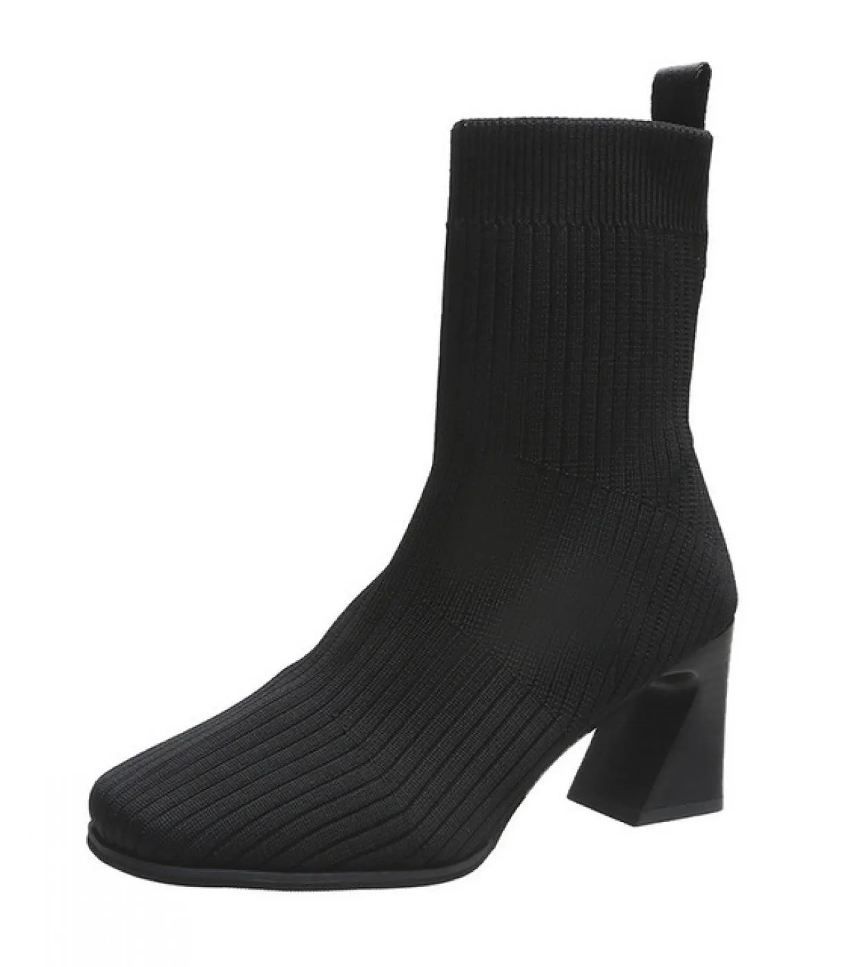 Donne New Knitting Sock Boots Fashion Stretch Plus Size Tacchi alti Scarpe Stivaletti Donna Tacchi grossi Punta quadrata Shor