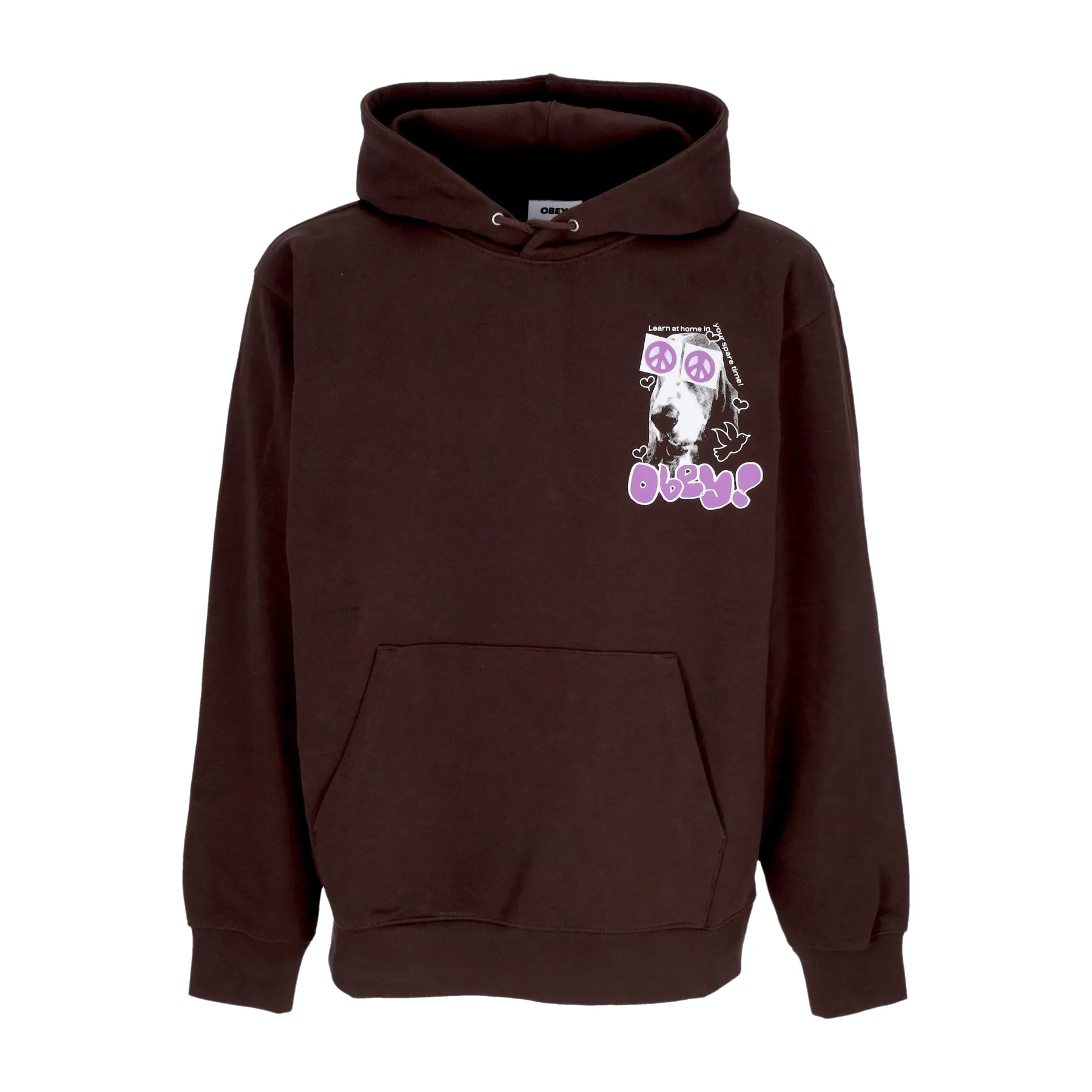 Felpa Leggera Cappuccio Uomo Peace Eyes Box Fit Premium Hoodie Java Brown