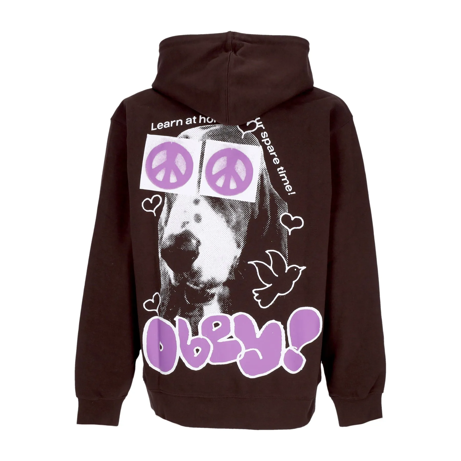 Felpa Leggera Cappuccio Uomo Peace Eyes Box Fit Premium Hoodie Java Brown