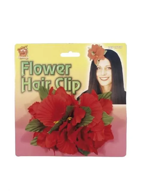Fermaglio per capelli con fiore hawaiano rosso