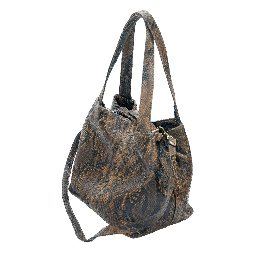 Garage par Reveil - Giada Bag - Borsa in Pitone - Marrone Nero - Handmade in Italy - Accessorio di Alta Qualità Luxury