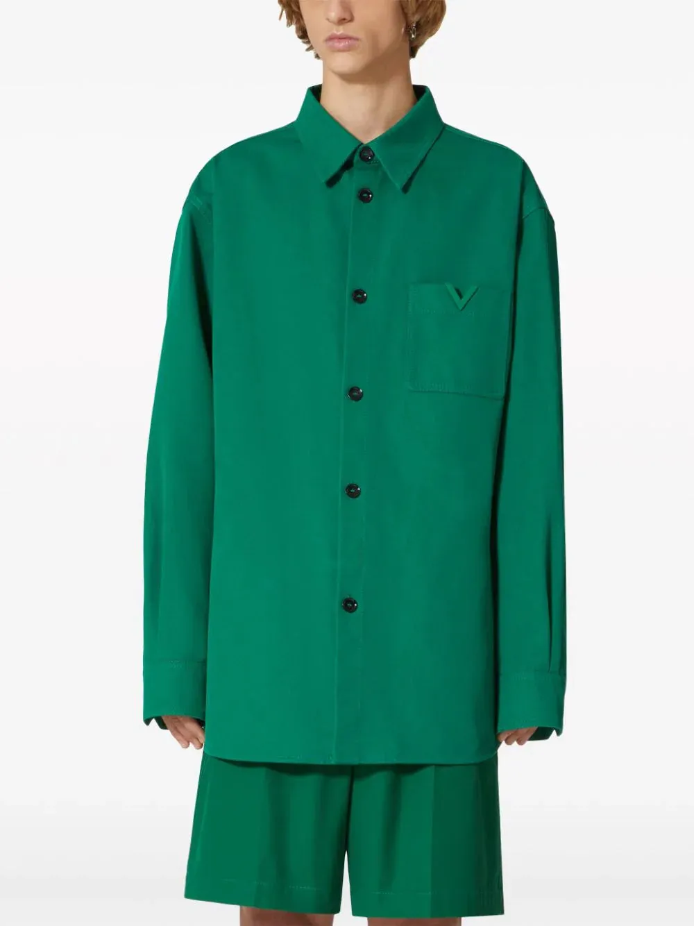 Giacca camicia con V Detail gommata