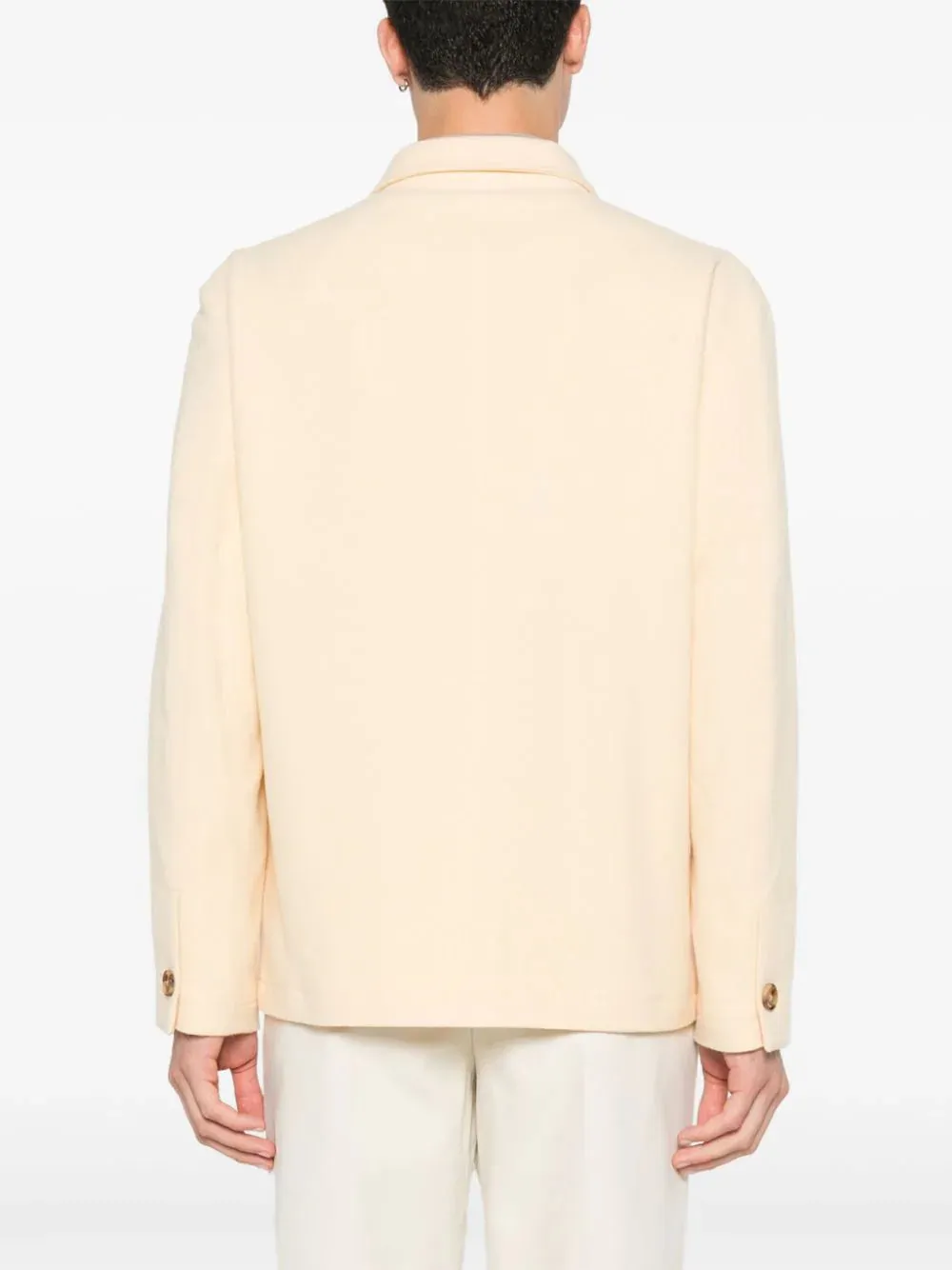 Giacca da camicia gialla Lardini in lana e stoffa di cashmere