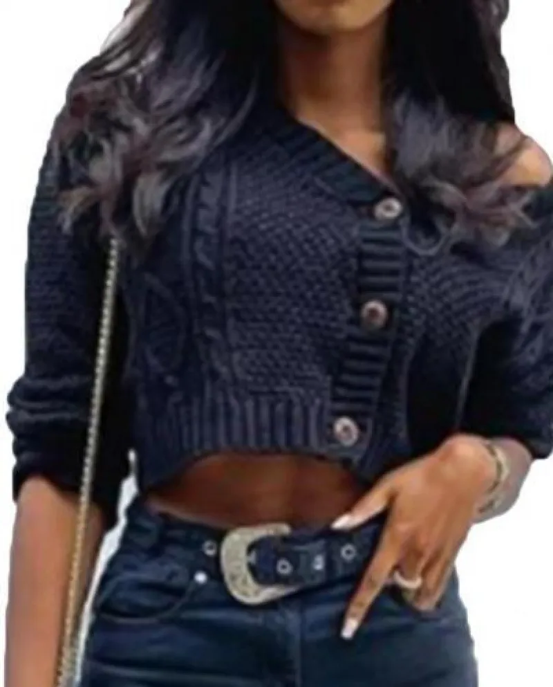 Giacca da donna Inverno Autunno Twist Maglione Giacca corta lavorata a maglia Sciolto Cr