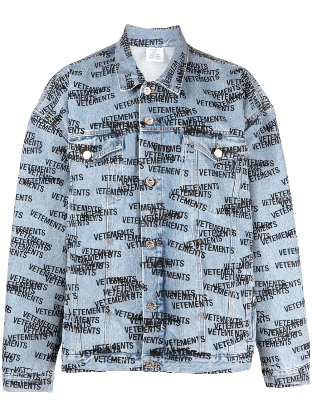 giacca denim logo all over