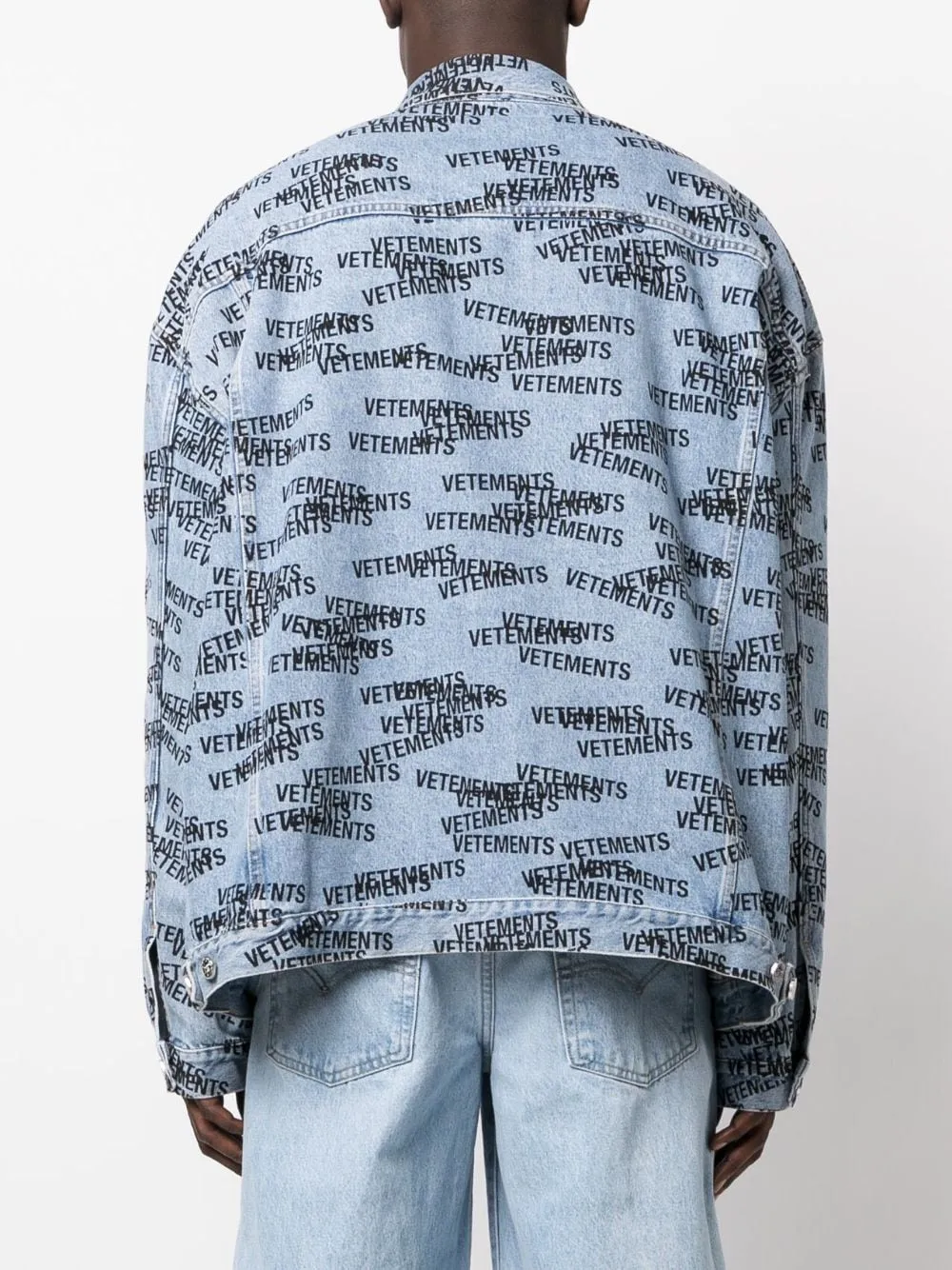 giacca denim logo all over