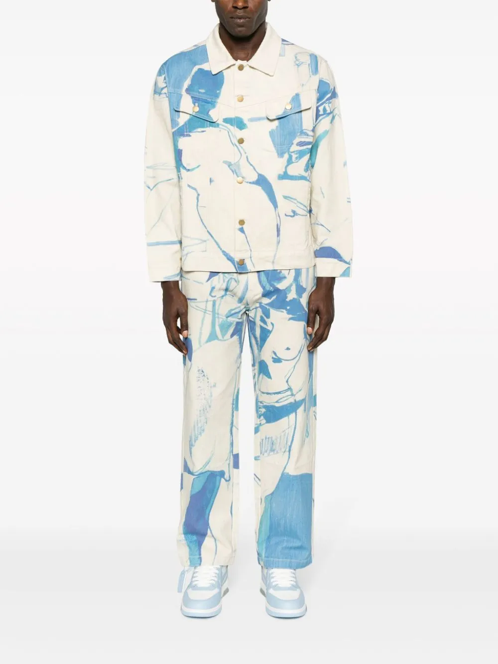 giacca in denim crema